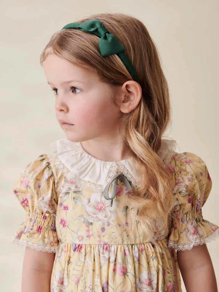 girls small bow headband dark green