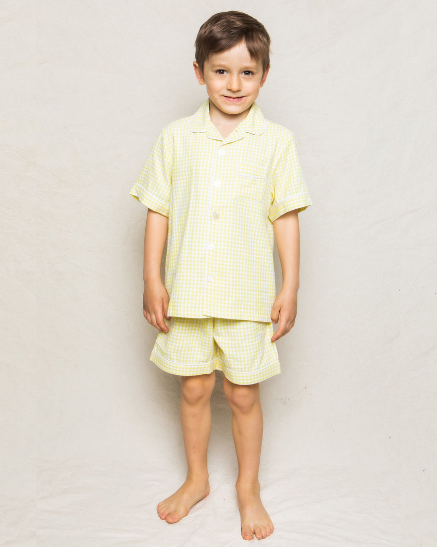 baby yellow gingham shorts set