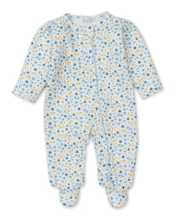 baby girl blue floral fantasy footie w/zip