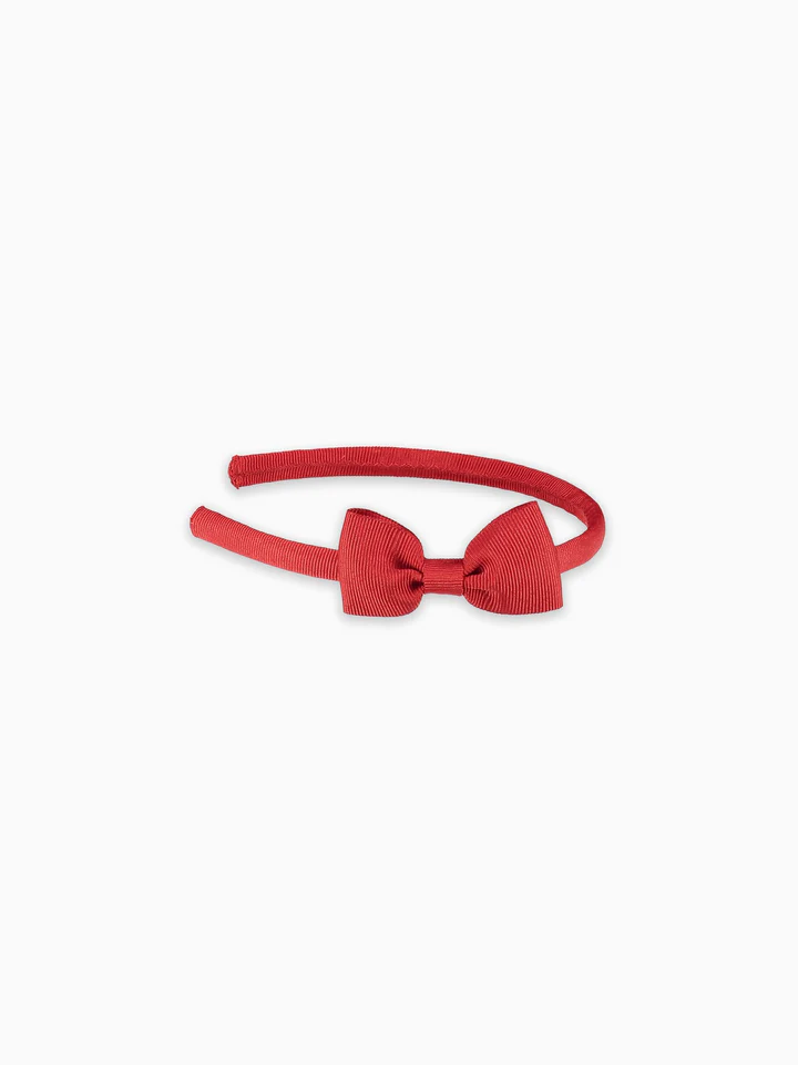 girls small bow headband red