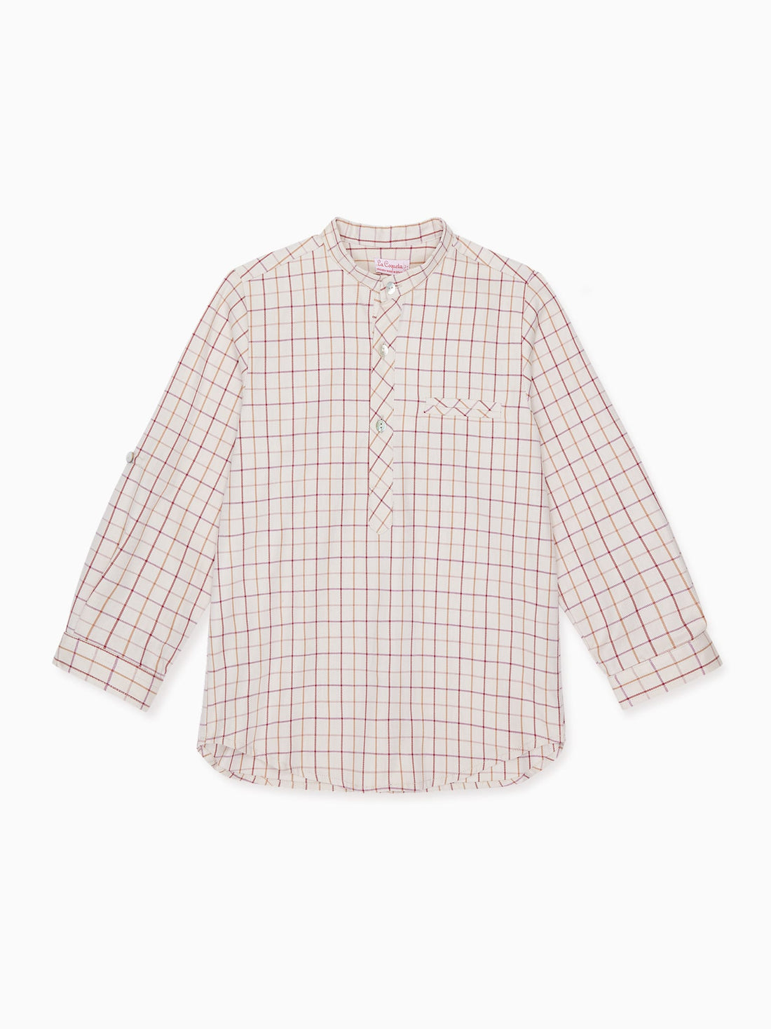 boys burgundy check jazmin shirt