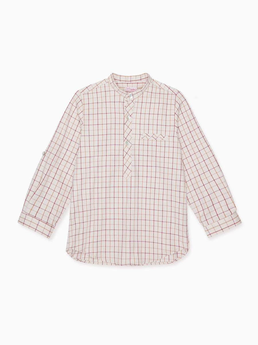 boys burgundy check jazmin shirt
