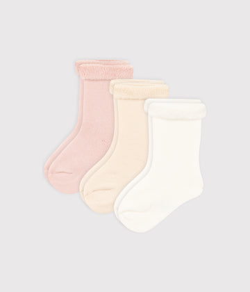 baby girl pink white 3 pk socks