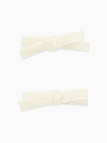 two small velvet bow clips white