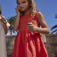 sleeveless linen dress