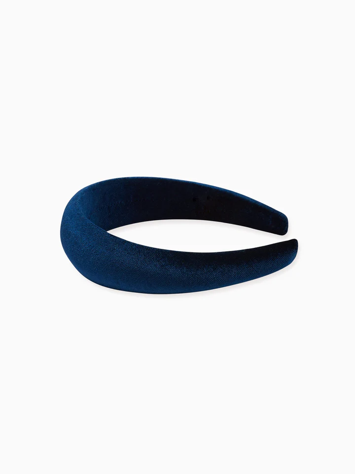 girls navy velvet wide headband