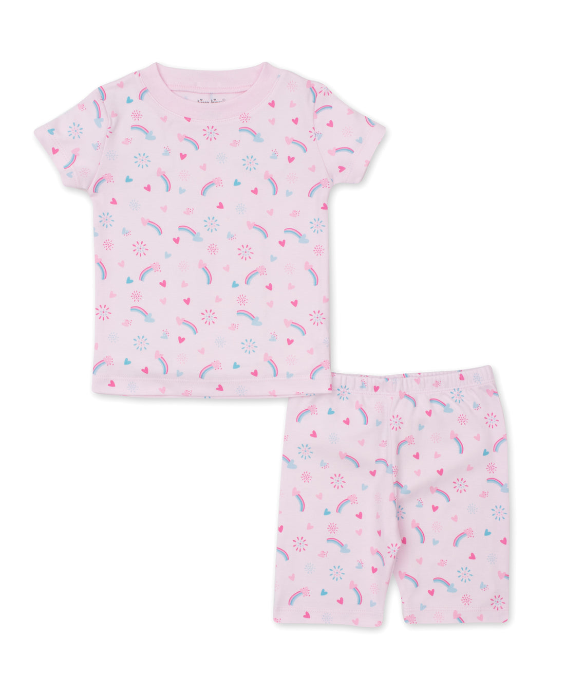 baby girl pink hearts&rainbows short pj set