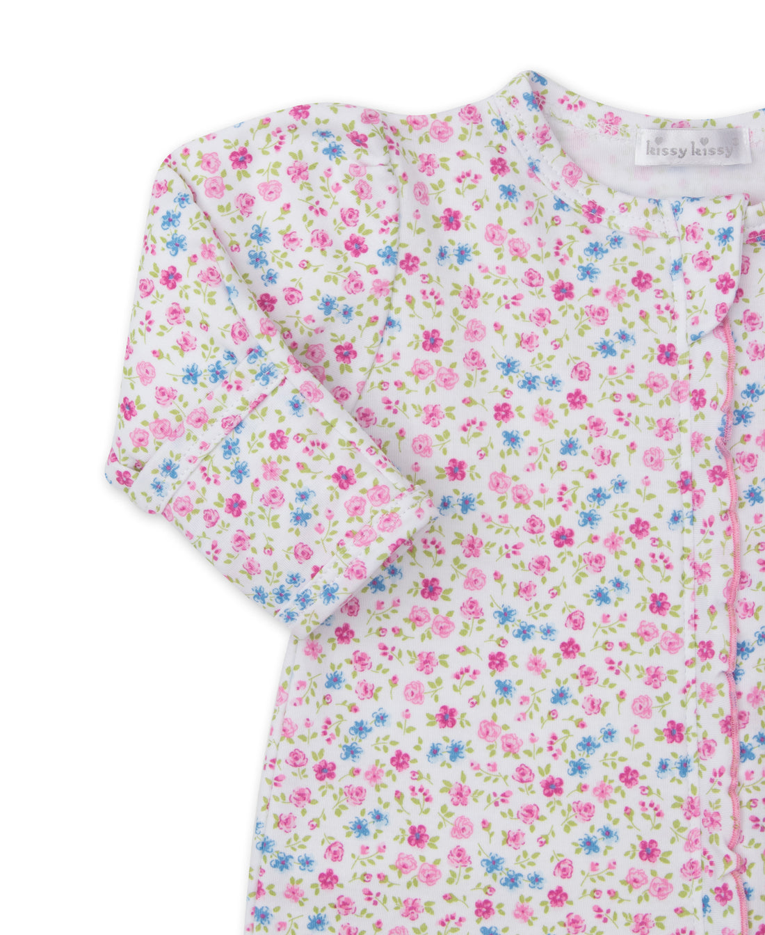 baby girl pink floral fantasy footie w/zip