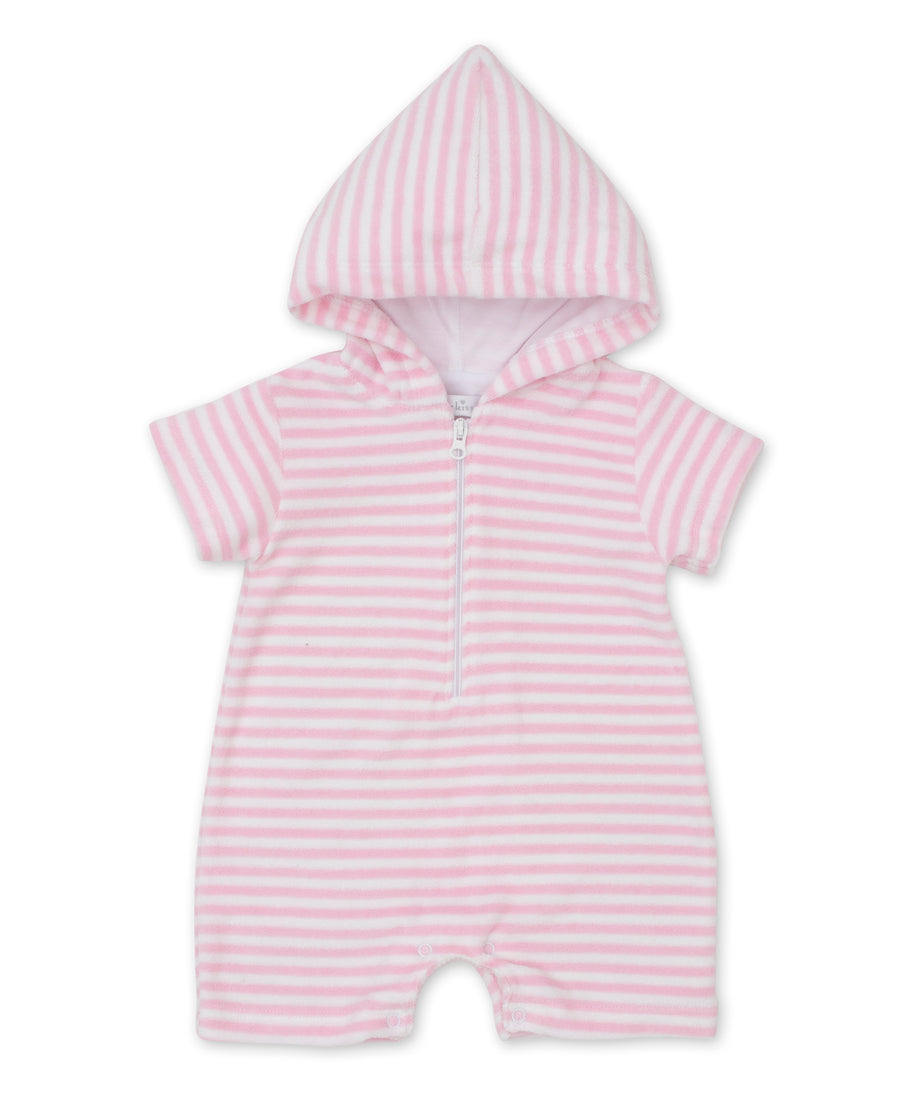 baby girl pink whale watch terry romper str