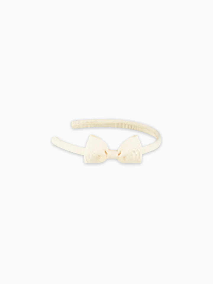 girls small bow headband off white