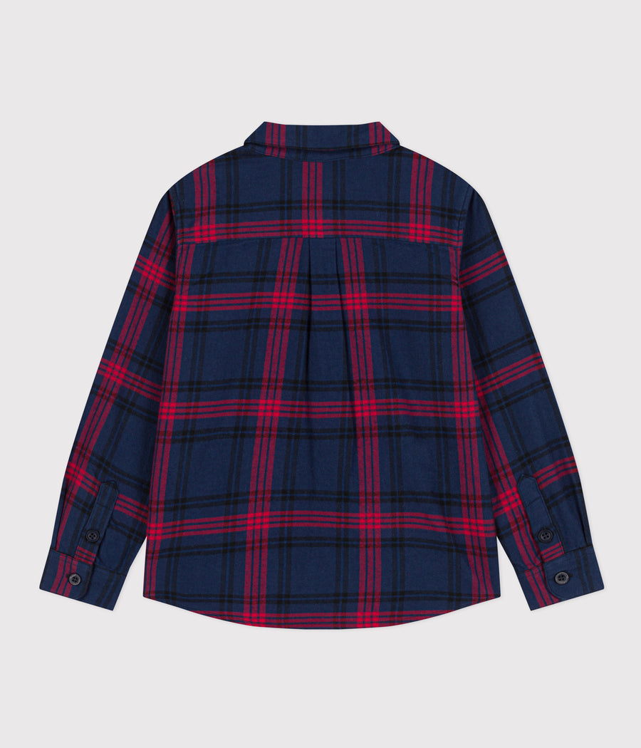 boys navy/red check shirt