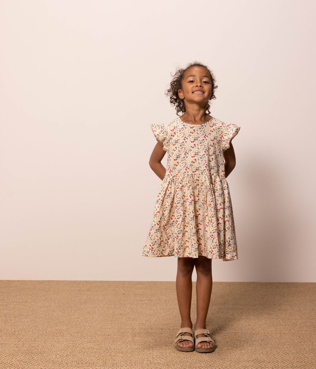 floral ruffle sleeve dress