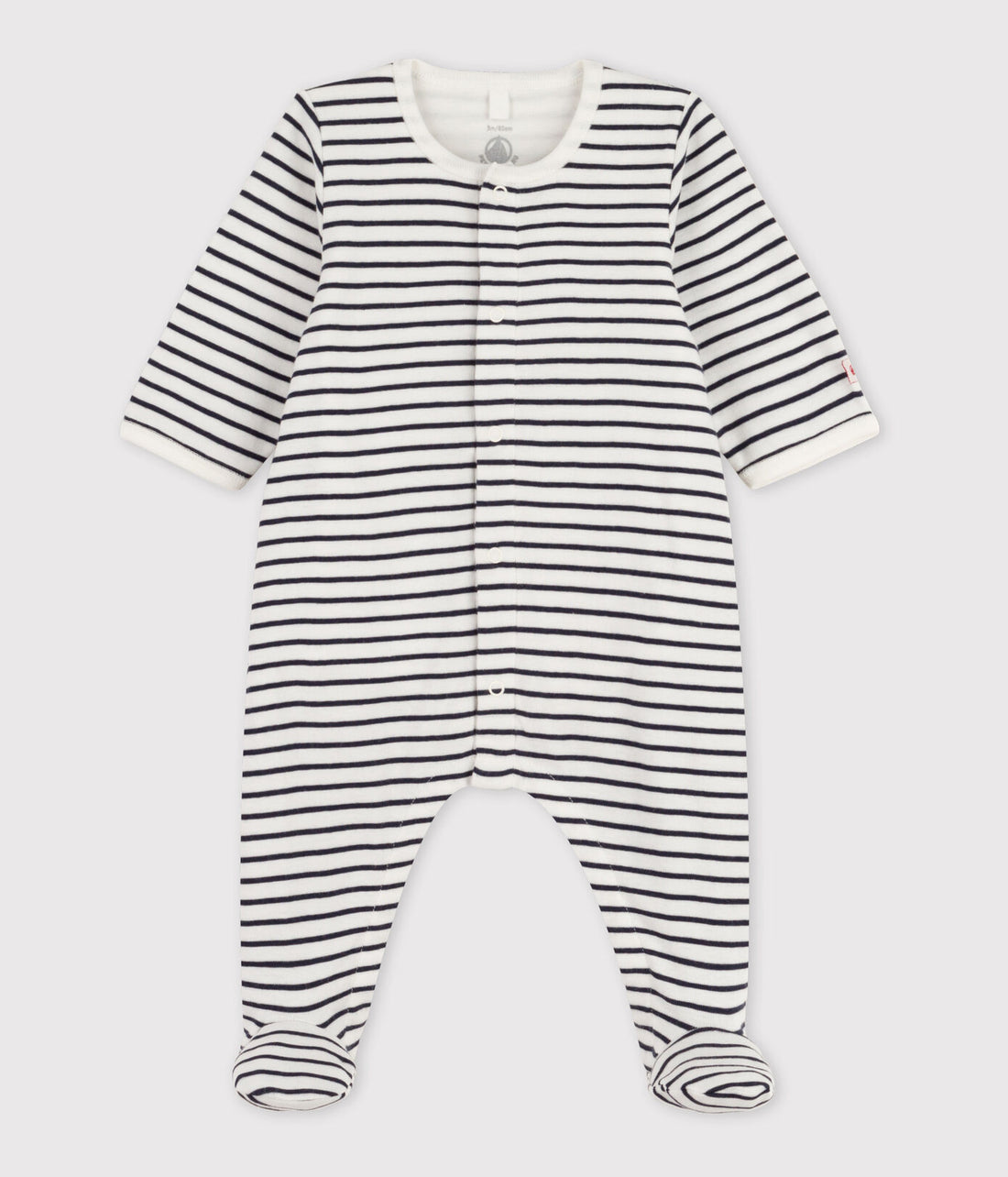 baby boy blue front snap stripe footie