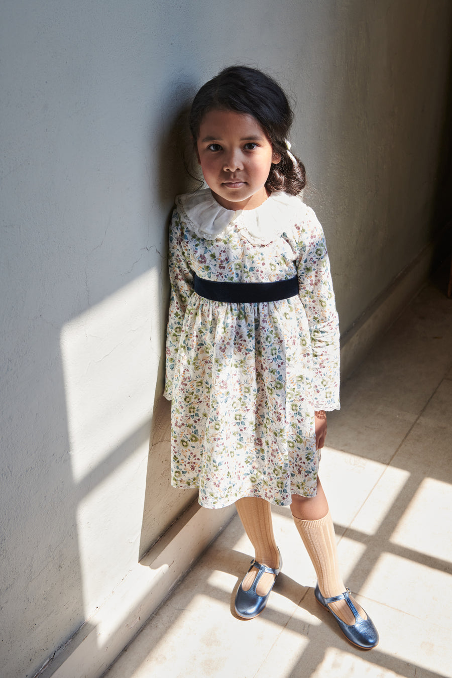girls green floral helena dress