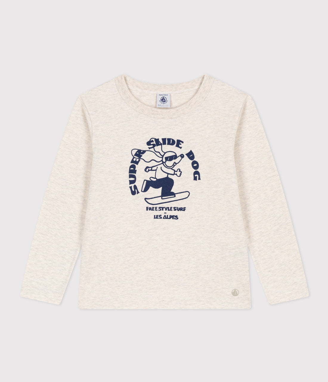 boys cream ls dog tee
