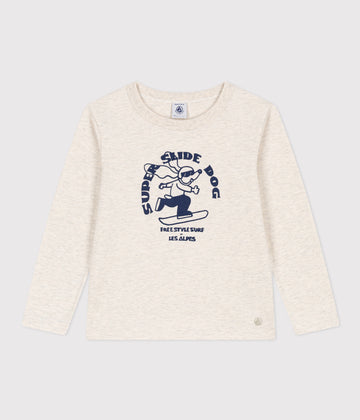 boys cream ls dog tee