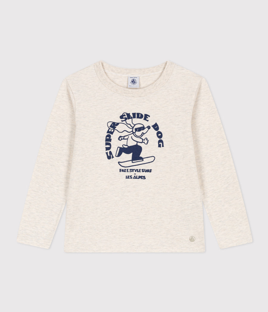 boys cream ls dog tee