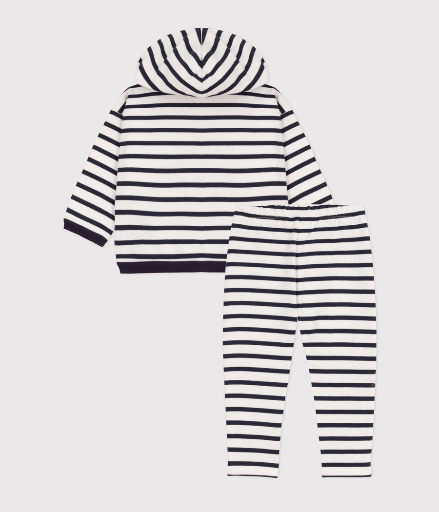 boys navy white 2pc hoodie & pant set