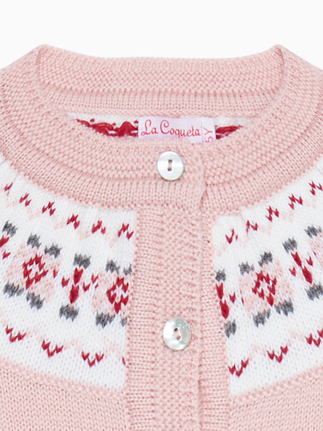 girls pink fair isle cardigan