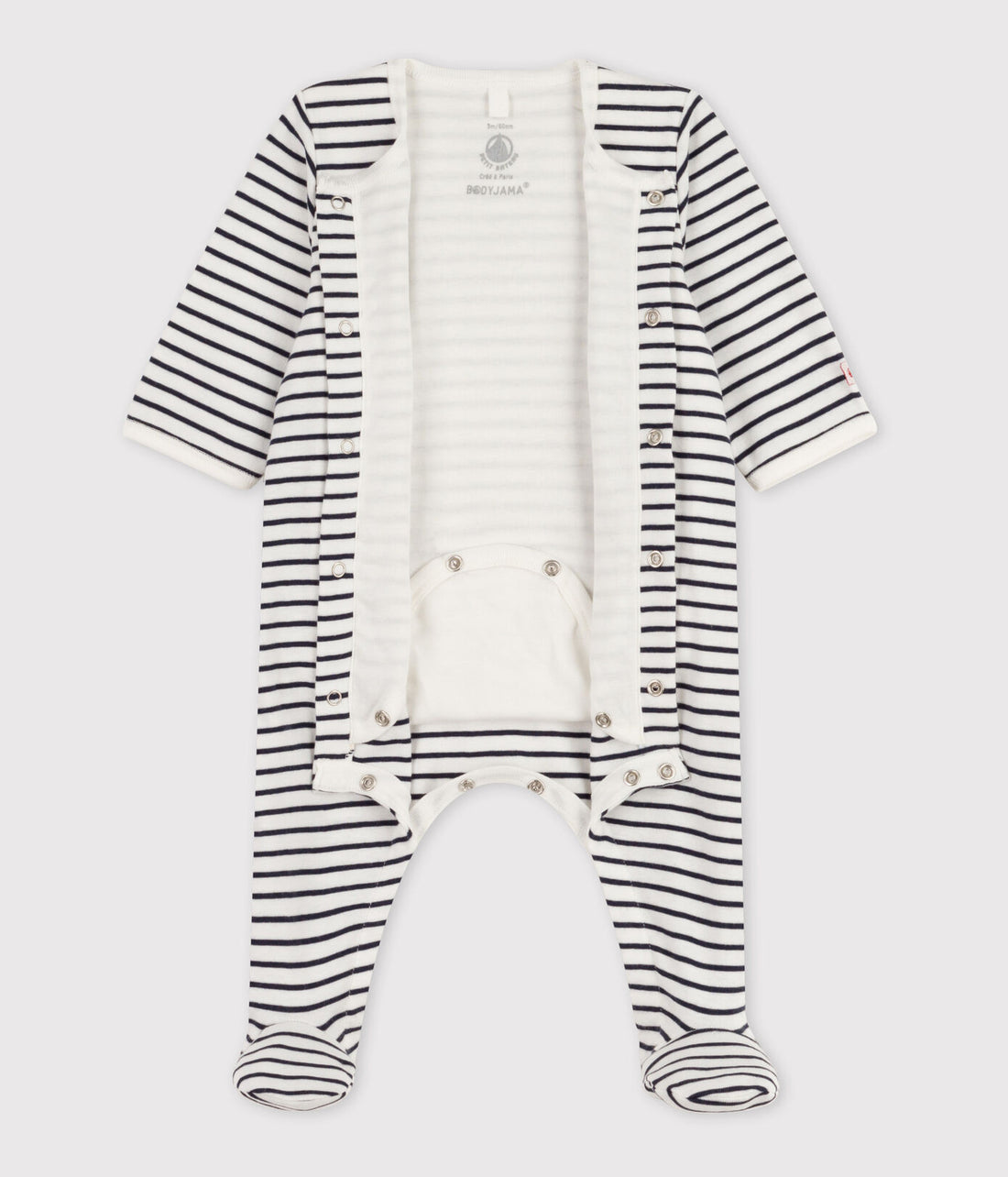 baby boy blue front snap stripe footie