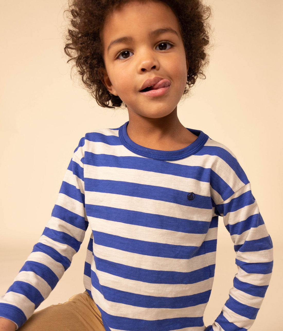 boys blue ls striped tee