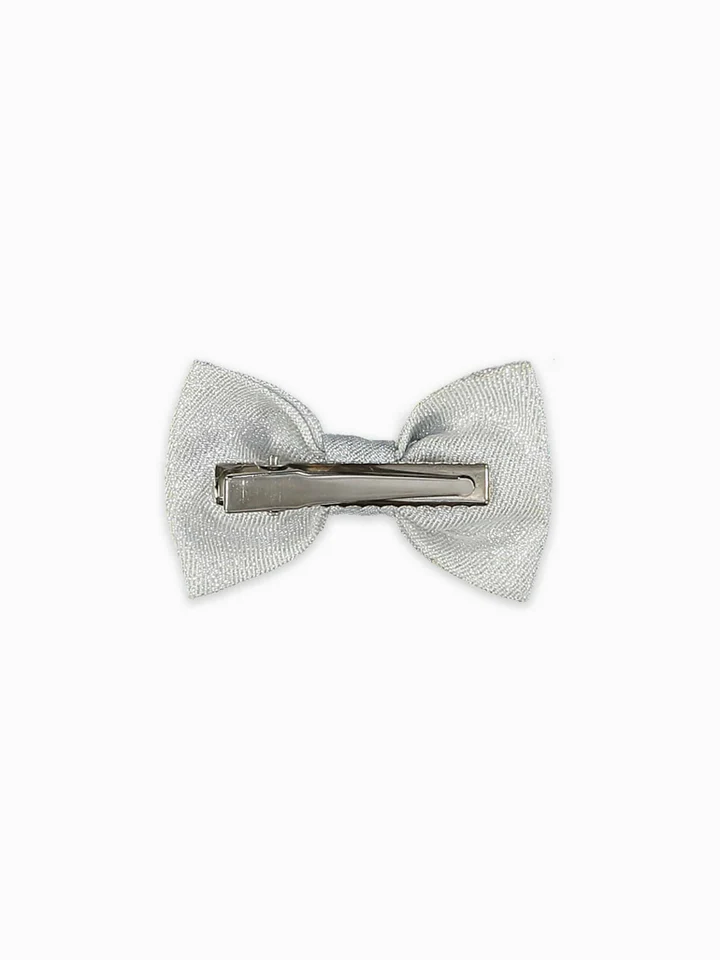 girls small bow clip silver