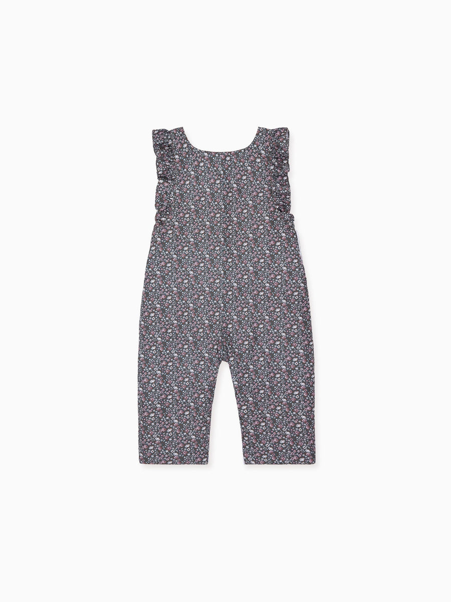 baby girl green floral delphina dungarees