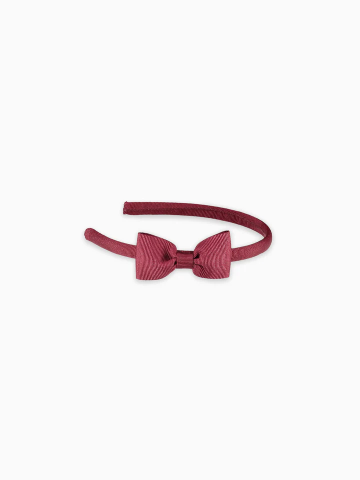 girls small bow headband burgundy
