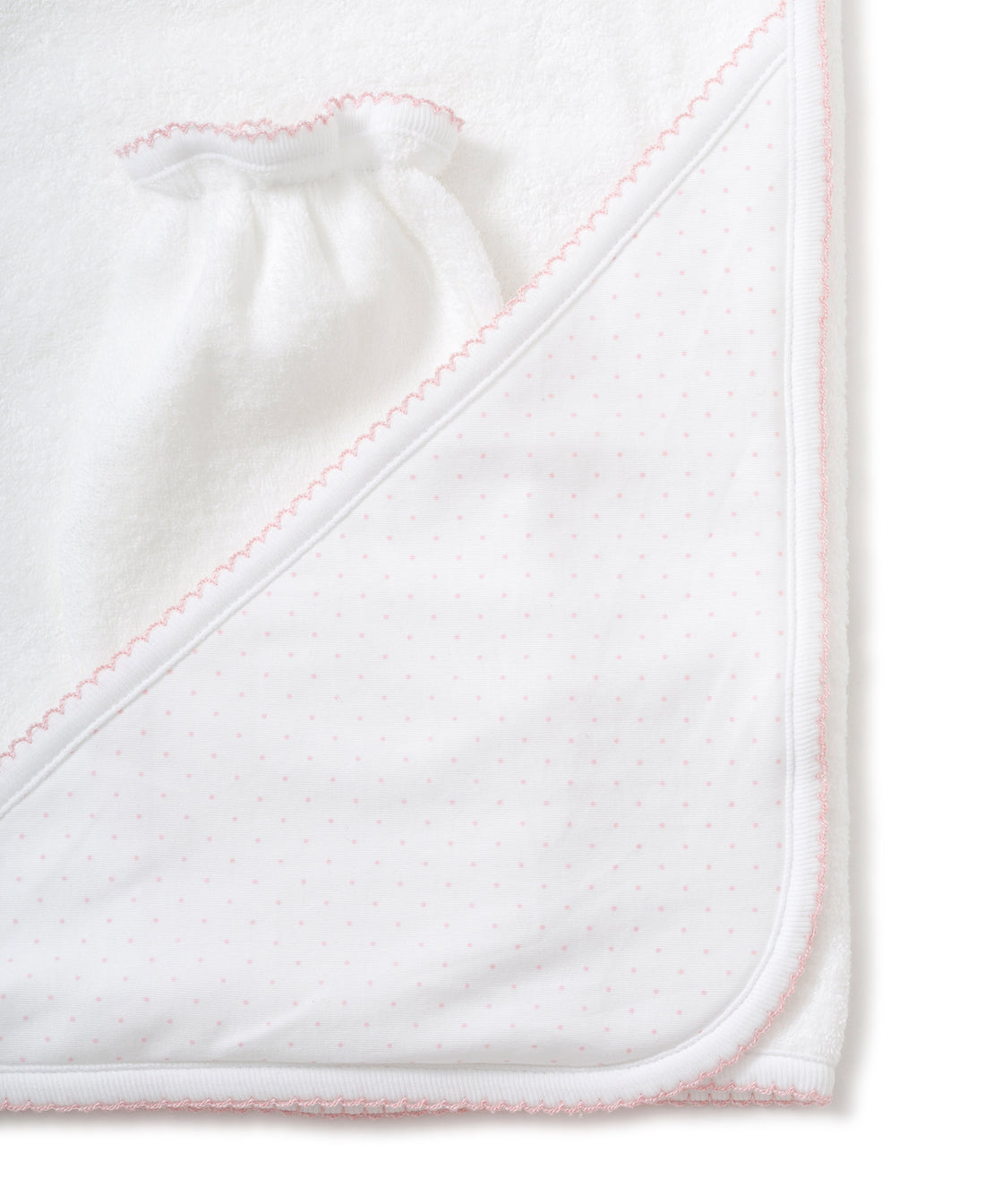 new kissy dots towel w/mitt pink/white os