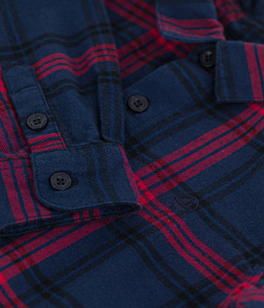 boys navy/red check shirt