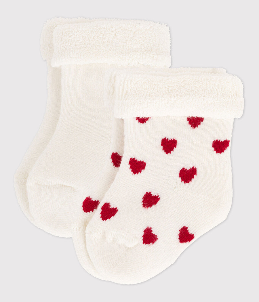 baby white 2 pk heart socks