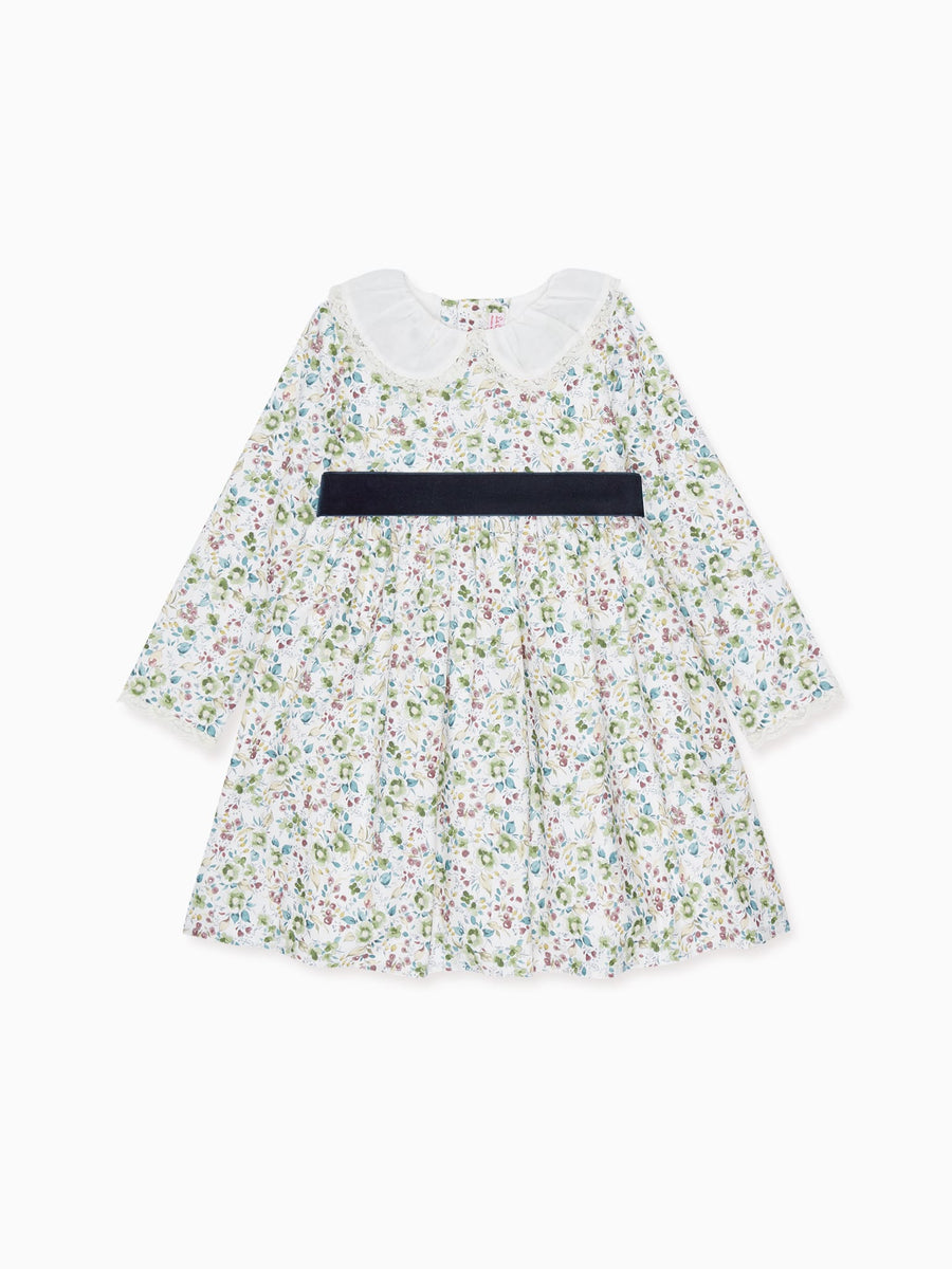 girls green floral helena dress