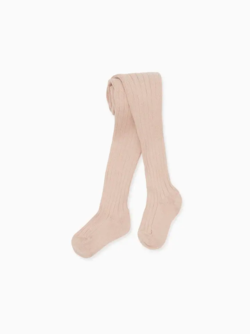 girls pale pink ribbed tights