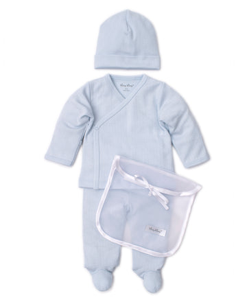 baby blue kissy pointele set w/tulle bag