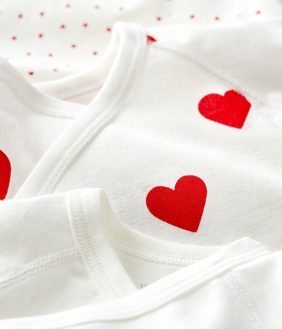 baby girl red 3 pk hearts ss crossover bodysuit