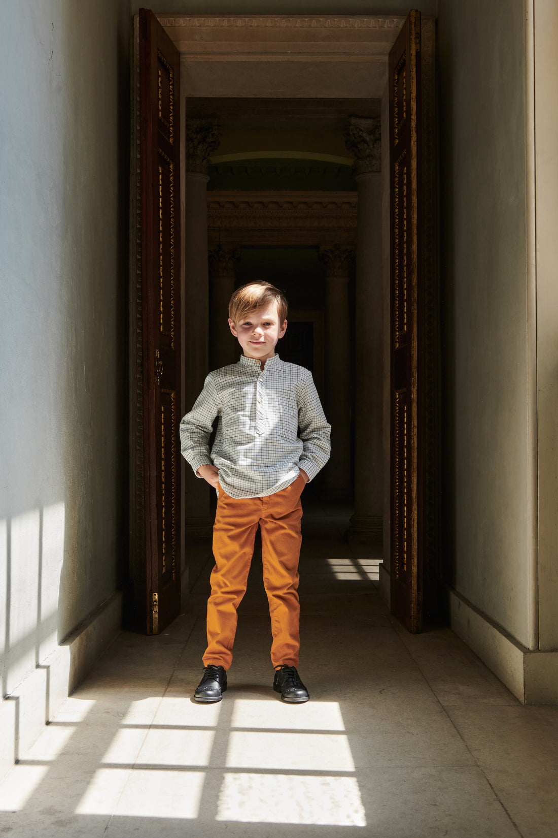 boys navy check mateo shirt