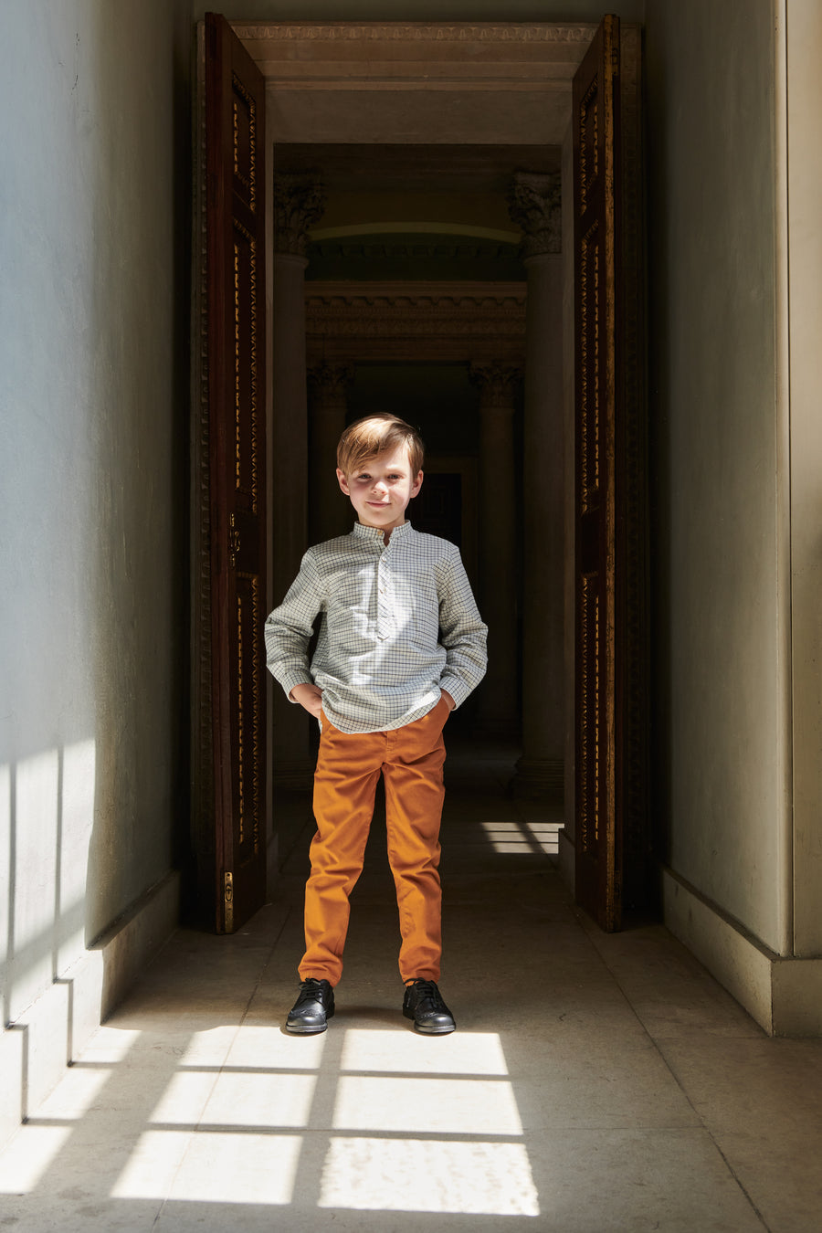 boys navy check mateo shirt