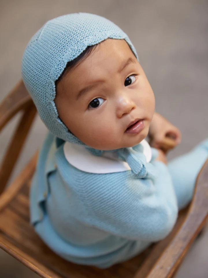 baby sage green ramona cashmere bonnet