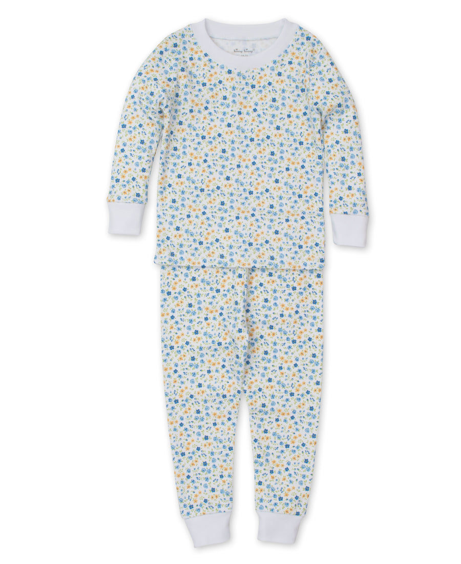 baby girl blue floral pajama set