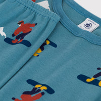 boys blue snowboard loungewear ls top & pant