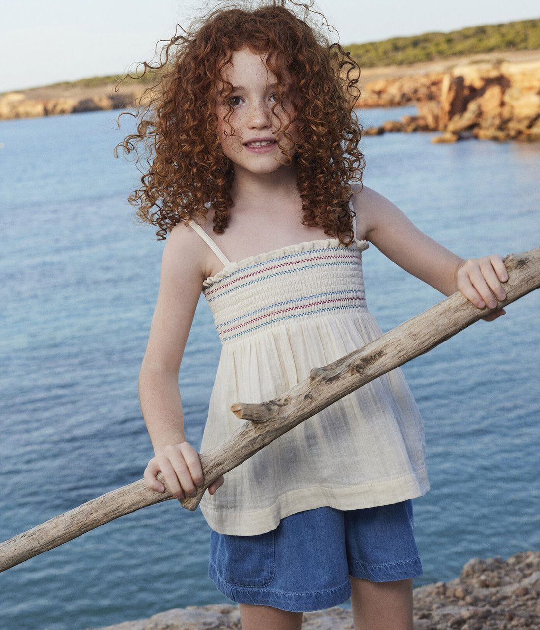 sleeveless smocked top