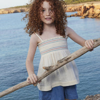 sleeveless smocked top