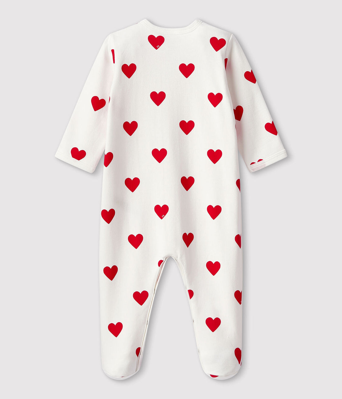 front snap heart print footie