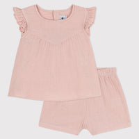 gauze sleeveless top & short set