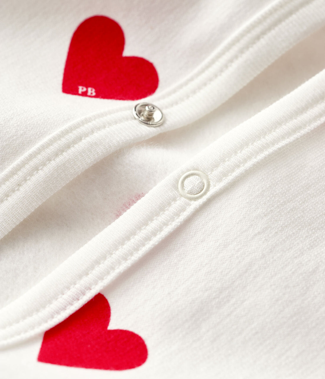 front snap heart print footie