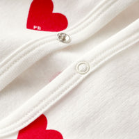front snap heart print footie
