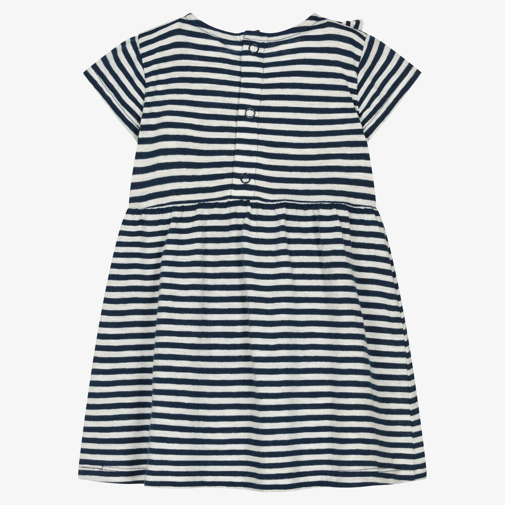 short sleeve terry stripe ruffle dress