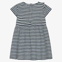 short sleeve terry stripe ruffle dress