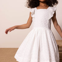 sleeveless ruffle eyelet dress