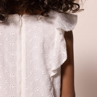 sleeveless ruffle eyelet dress
